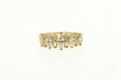 14K Yellow Gold Marquise Baguette CZ Graduated Statement Ring
