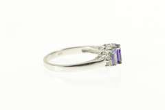 14K White Gold Oval Amethyst Tanzanite Diamond Accent Ring