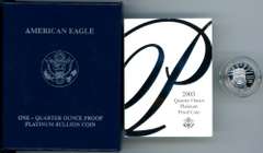 2003 Proof Platinum ¼ Ounce Eagle. Box/Certificate