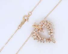 Graceful Yellow Gold Diamond Scatter Heart outline Pendant on Chain