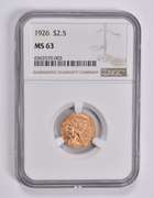 MS63 1926 $2.50 Indian Head Gold Quarter Eagle NGC