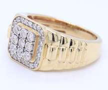 Powerful Yellow Gold Diamond Cluster Gen's Ring