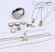 Group Lot of Vintage Sterling Silver Jewelry and Watch