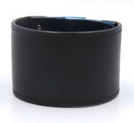 YSL Pyramid Studded Black Leather Cuff Bracelet