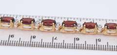 Majestic Yellow Gold oval Garnet and Diamond Tennis Bracelet