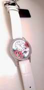 Ed Hardy Classic ladies roses watch with Swarovski crystals and white leather strap