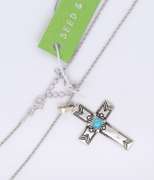 Seed & Sage 925 Sterling Silver Signed Turquoise Cross Pendant on Chain