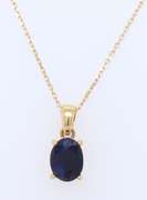 Pleasing Yellow Gold Blue Sapphire Pendan on Chain