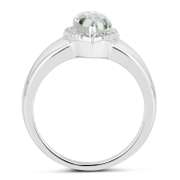 Plated Rhodium 1.55ct Green Amethyst and White Topaz Ring