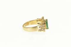 14K Yellow Gold Marquise Natural Emerald Diamond Bypass Ring