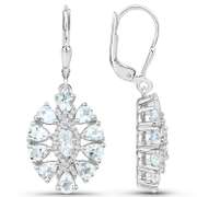 Plated Rhodium 2.80ctw Aquamarine and White Topaz Earrings