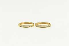 14K Yellow Gold Baguette Diamond Classic Statement Hoop Earrings