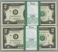 2 Gem Bank-Sealed Packs Series 2017-A $2 Bills in Sequence (E)