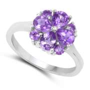 Plated Rhodium 1.44ctw Amethyst Ring