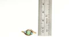 14K Yellow Gold Victorian Natural Emerald Turquoise Bypass Ring
