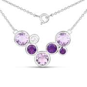 Rhodium Plated 7.31ctw Amethyst and White Topaz Necklace