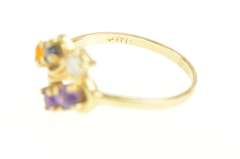 14K Yellow Gold Retro Amethyst Citrine CZ Sapphire Swirl Ring