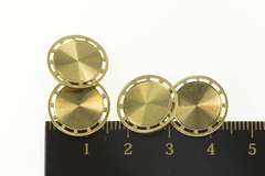 14K Yellow Gold Art Deco Grooved Round Classic Circle Cuff Links