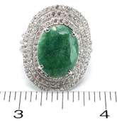 Commanding 9.50CTS Natural Emerald & 2.65CTW Sapphire Ring in Sterling