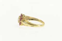 14K Yellow Gold Natural Opal Ruby Halo Unique Statement Ring