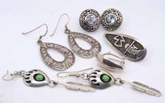 Group Lot of Vintage Sterling Silver Earrings