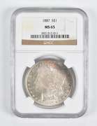 MS65 1887 Morgan Silver Dollar NGC Toned!