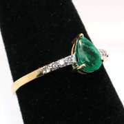 Charming Emerald and Diamond 14kt Ring