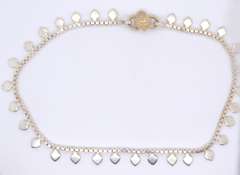 Vintage Sterling Silver Heart Shaped Charms Anklet