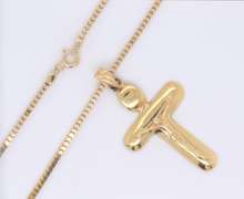 Powerful Yellow Gold Cross Pendant on Chain