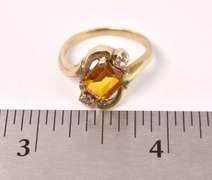 Elegant Gold Sapphire and Quartz Ring in Yellow Gold