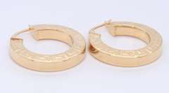 Nice Yellow Gold Greek Key Hoop Earrings