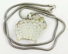 Sterling Pearls & Gemstones Figural Ram Necklace