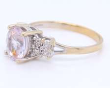 Wonderful Yellow Gold Pink Sapphire and Diamond Ring