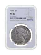 MS62 1922 Peace Silver Dollar - Graded NGC
