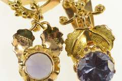 14K Yellow Gold Victorian Amethyst Leaf Dangle Clip Back Earrings
