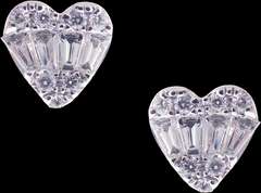 Stunning Heart Shaped 18k White Gold Diamond Earrings
