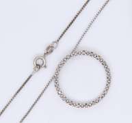 Vintage Sterling Silver Cubic Zirconia Circle Pendant on Chain