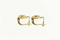 18K Yellow Gold Art Deco Ornate CZ Geometric Dangle Lever Earrings