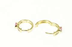 14K Yellow Gold 1.70 Ctw Pink Sapphire Diamond Huggies Hoop Earrings