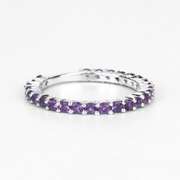 Plated Rhodium 0.78ctw Amethyst Ring
