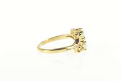 10K Yellow Gold Retro Ornate Oval Syn. Peridot CZ Accent Ring