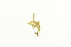 14K Yellow Gold Mini Diamond Cut Jumping Dolphin Animal Charm/Pendant