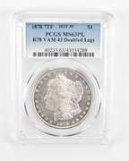 MS63 PL 1878 7TF Morgan Silver Dollar R78 VAM 43 Doubled Legs - PCGS