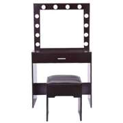 Vanity Set With Lighted Mirror Cushioned Stool