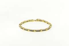 14K Yellow Gold 5.50 Ctw Princess Sapphire Diamond Tennis Bracelet