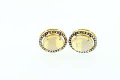 Glamorous Opal Earrings with Gold Plated Silver and Diamond Accents