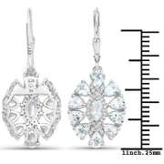 Plated Rhodium 2.80ctw Aquamarine and White Topaz Earrings