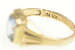 10K Yellow Gold Bezel Set Simulated Blue Sapphire Vintage Ring