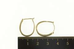 10K Yellow Gold Oval Diamond Inset Classic Statement Hoop Earrings