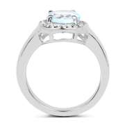 Plated Rhodium 2.25ct Blue Topaz and White Topaz Ring